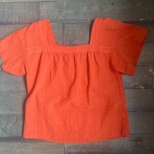 Madewell Woman Orange Cotton Top Size XS
